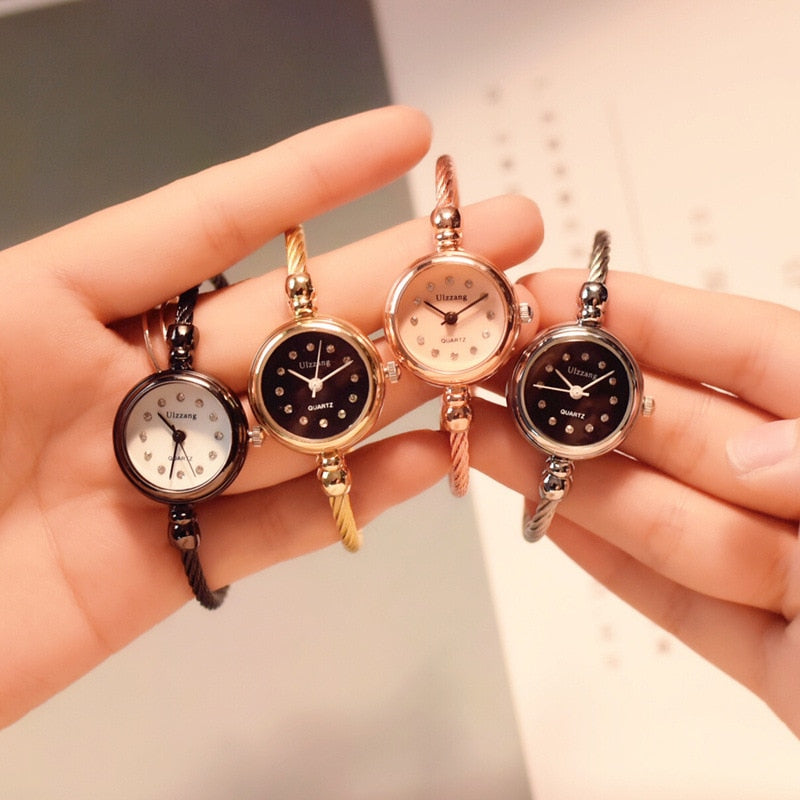 Diamond Luxury Steel Wire Bangle Bracelet Watches Women Fashion Brand Small Vintage Design Ladies Wristwatches Female Clock