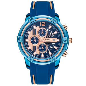 Relogio Masculino Smael Rubber strap Men's Fashion Quartz Watch  SL-9081 fine dial  Pin button 30M Waterproof Wrist Watches