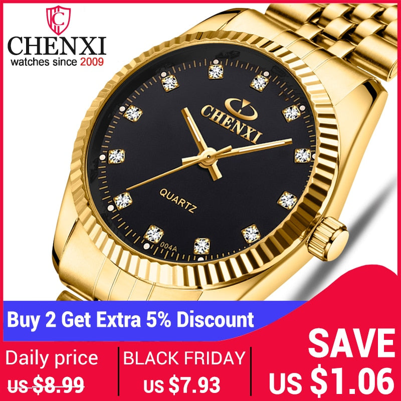 CHENXI Golden Watches for Men Fashion Business Top Brand Luxury Quartz Male Clock Waterproof  Wristwatches Relogio Masculino