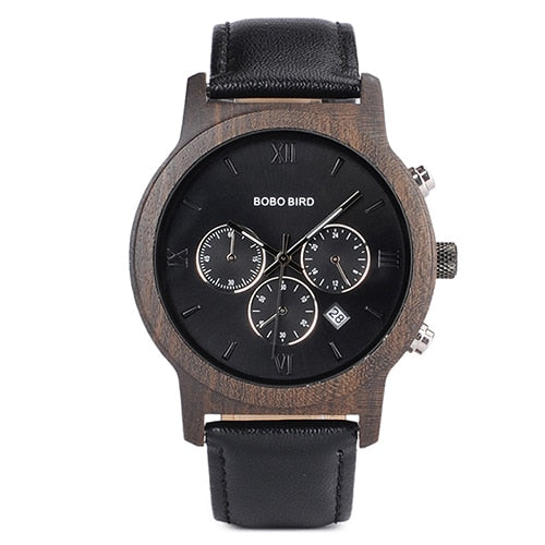 BOBO BIRD Watch Men Relogio Masculino Luxury Business Wood Wristwatches with Auto Date Stopwatch erkek kol saati V-P28