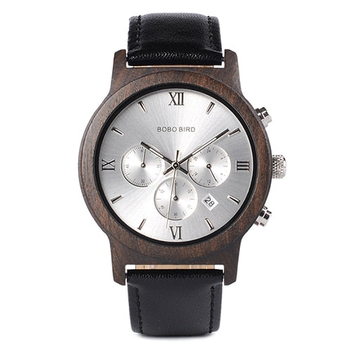 BOBO BIRD Watch Men Relogio Masculino Luxury Business Wood Wristwatches with Auto Date Stopwatch erkek kol saati V-P28