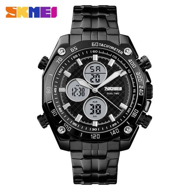 SKMEI Luxury Business Watch Men Fashion 30M Waterproof Stopwatch Quartz Watches Dual Display Wristwatches relogio masculino 1302