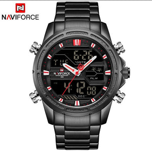Mens Watches Top Luxury Brand NAVIFORCE Men Sports Watches Men's Quartz LED Digital Clock Male Full Steel Military Wrist Watch
