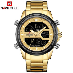 Mens Watches Top Luxury Brand NAVIFORCE Men Sports Watches Men's Quartz LED Digital Clock Male Full Steel Military Wrist Watch