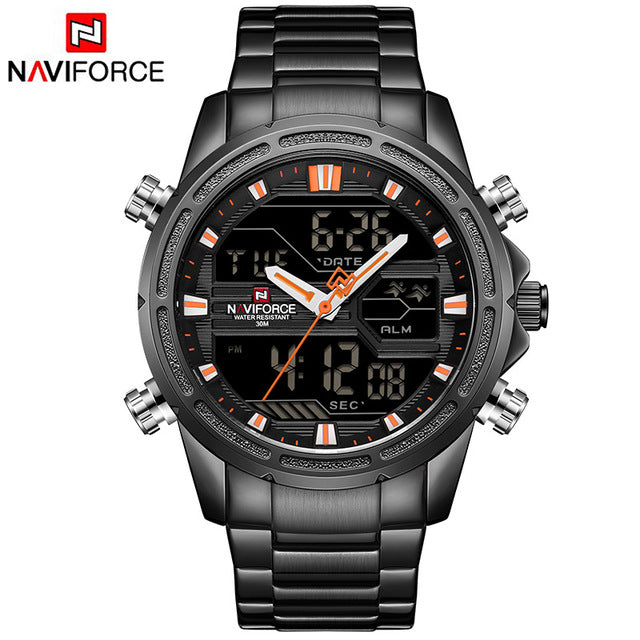 Mens Watches Top Luxury Brand NAVIFORCE Men Sports Watches Men's Quartz LED Digital Clock Male Full Steel Military Wrist Watch