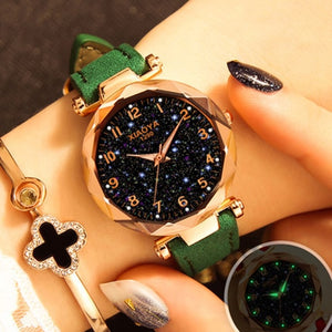 Fashion Women Watches Starry Sky Watch Luxury Red Black Leather Strap Ladies Wrist Watches Waterproof Quartz Clock 2019 Discount